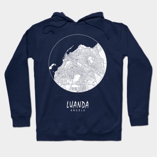 Luanda, Angola City Map - Full Moon Hoodie